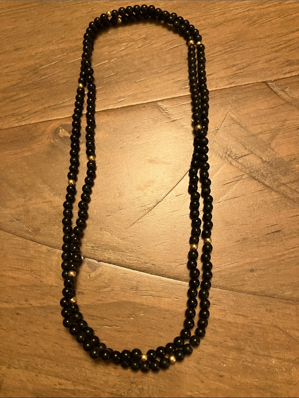 Onyx and 14K Gold Beaded Necklace
